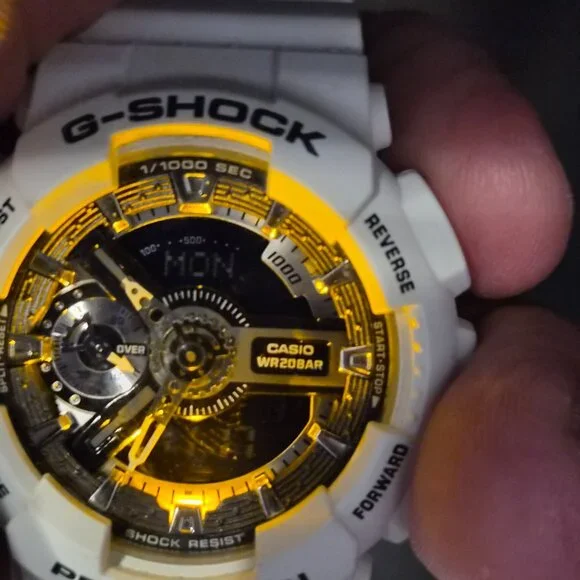 Casio G Shock White with Rose print on band
